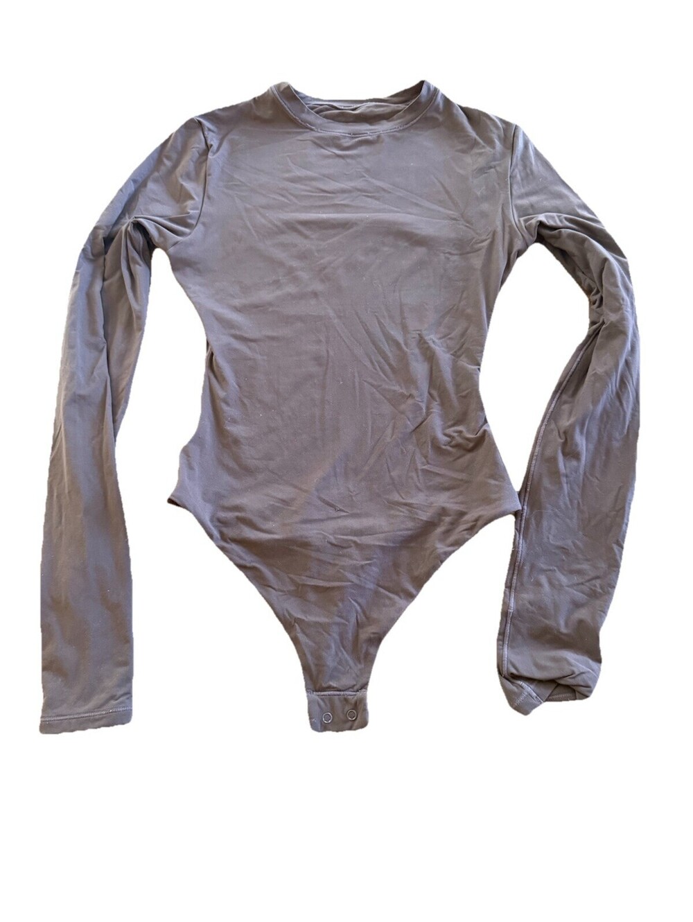 Skims Fits Everybody Long Sleeve Crew Neck Bodysuit In Cocoa Size Small